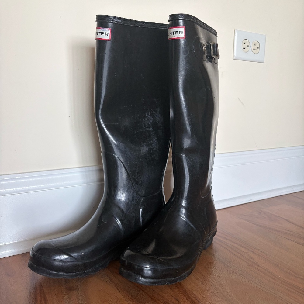Knee High Black Hunter Rain Boots